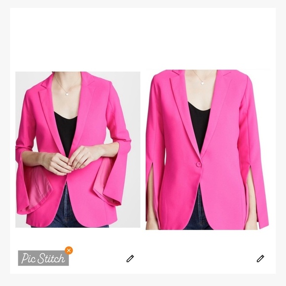 Amanda Uprichard Dovima Split Sleeve Blazer in Shocking Pink - Picture 2 of 11